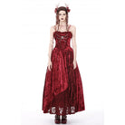 Darkinlove Women's Gothic Lace Splice Velvet Slip Dress