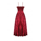 Darkinlove Women's Gothic Lace Splice Velvet Slip Dress