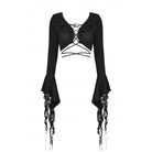 Darkinlove Women's Gothic Lacing-up Puff Sleeved Crop Top