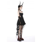 Darkinlove Women's Gothic Layered Swallowtail Halterneck Dress