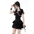 Darkinlove Women's Gothic Lolita Pink Plaid Cape with Cat Ear Hood