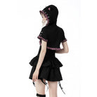 Darkinlove Women's Gothic Lolita Pink Plaid Cape with Cat Ear Hood