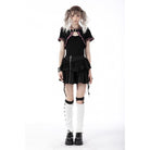 Darkinlove Women's Gothic Lolita Pink Plaid Cape with Cat Ear Hood