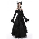 Darkinlove Women's Gothic Off Shoulder Flared Sleeved Crop Top