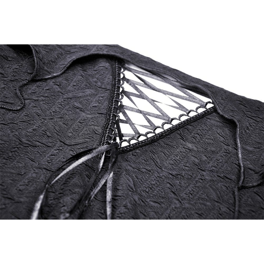 Darkinlove Women's Gothic Off Shoulder Flared Sleeved Crop Top