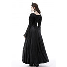 Darkinlove Women's Gothic Puff Sleeved Lace Splice Velvet Dress
