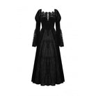 Darkinlove Women's Gothic Puff Sleeved Lace Splice Velvet Dress