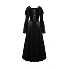 Darkinlove Women's Gothic Puff Sleeved Lace Splice Velvet Dress