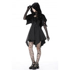 Darkinlove Women's Gothic Skull Printed Velvet Cape with Hood