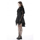Darkinlove Women's Gothic Skull Printed Velvet Cape with Hood