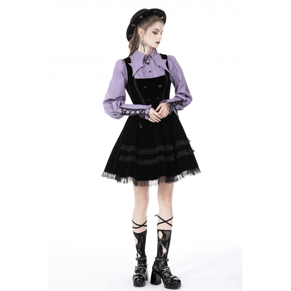 Darkinlove Women's Gothic Star Collar Puff Sleeved Shirt