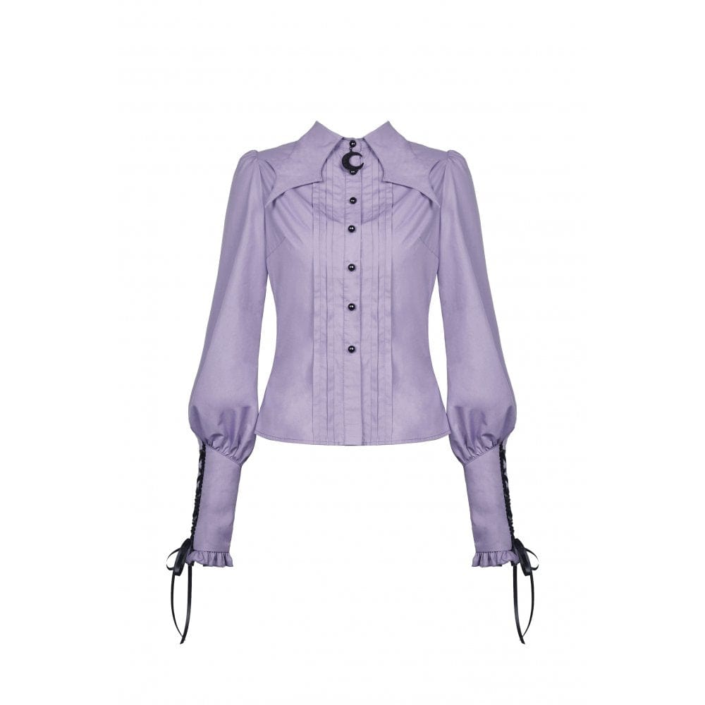 Darkinlove Women's Gothic Star Collar Puff Sleeved Shirt