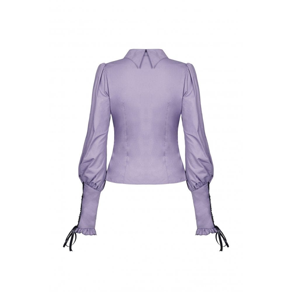 Darkinlove Women's Gothic Star Collar Puff Sleeved Shirt