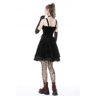 Darkinlove Women's Gothic Strappy Cross Velvet Slip Dress