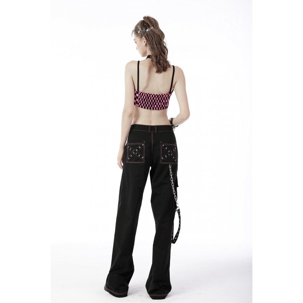 Darkinlove Women's Grunge Dangerous Bear Bell-bottoms with Belt