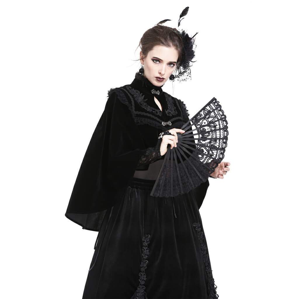 Darkinlove Women's High Neck Velour Goth Cape