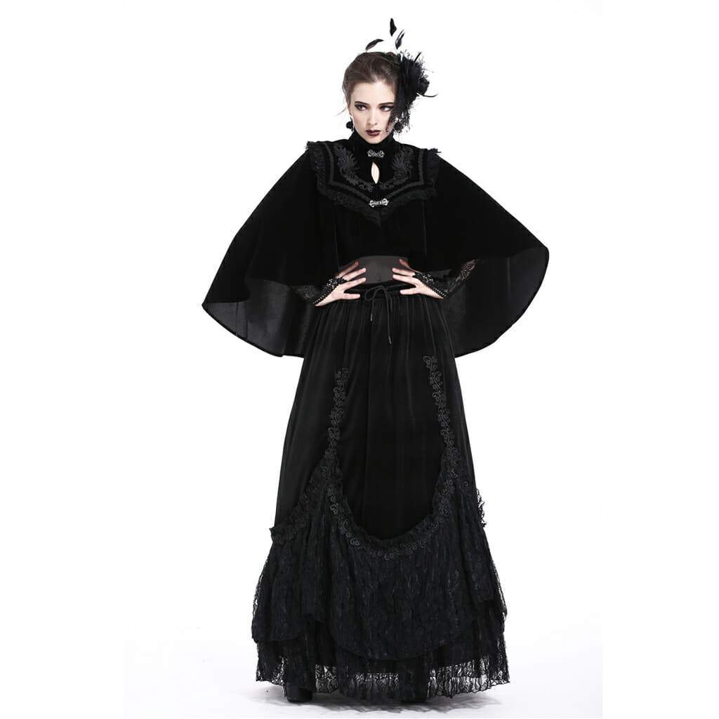 Darkinlove Women's High Neck Velour Goth Cape