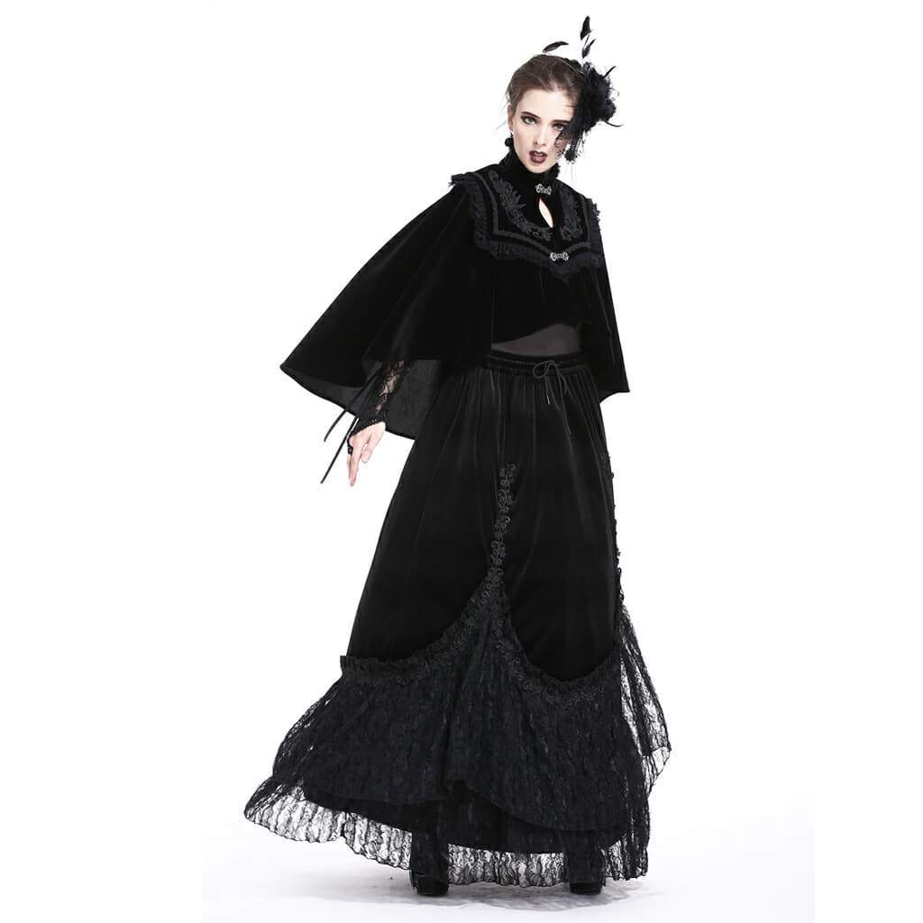 Darkinlove Women's High Neck Velour Goth Cape