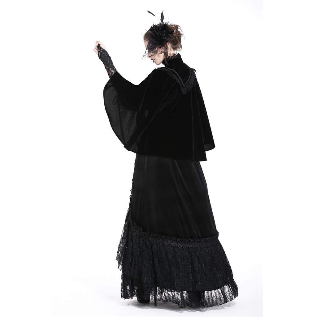 Darkinlove Women's High Neck Velour Goth Cape