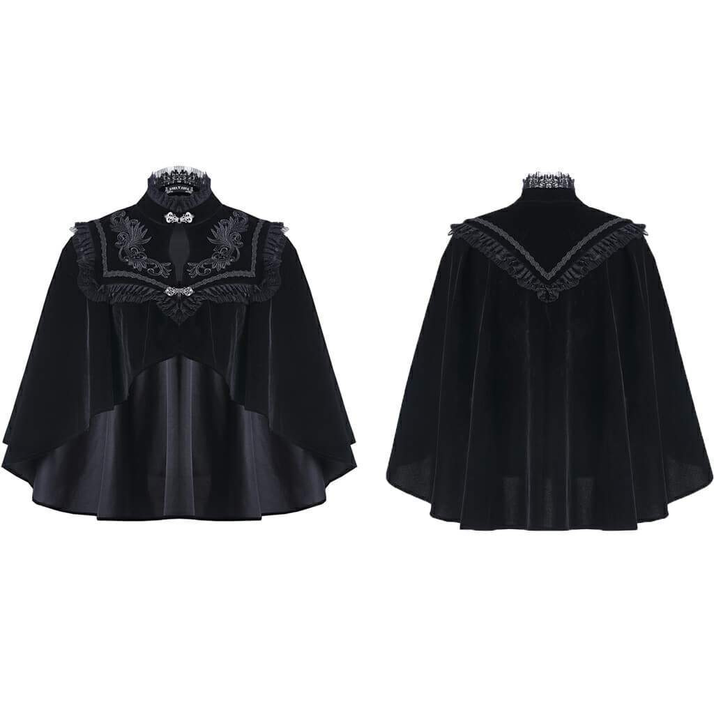 Darkinlove Women's High Neck Velour Goth Cape