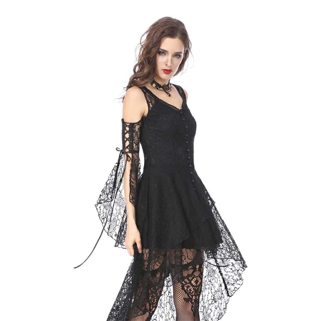 Darkinlove Women's Lave Overlaid Short Black Goth Dress