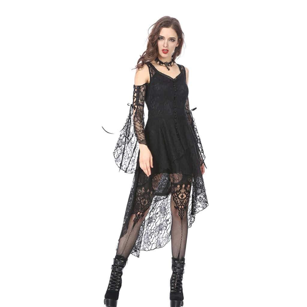 Darkinlove Women's Lave Overlaid Short Black Goth Dress