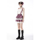 Darkinlove Women's Lolita Angel Multilayer Plaid Suspender Skirt