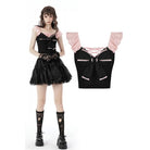 Darkinlove Women's Lolita Bowknot Lace Short Sleeved Crop Top