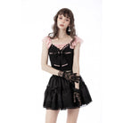 Darkinlove Women's Lolita Bowknot Lace Short Sleeved Crop Top