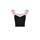 Darkinlove Women's Lolita Bowknot Lace Short Sleeved Crop Top