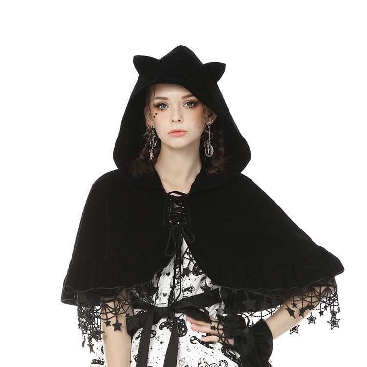 Women's Lolita Cat Ears Cape with Star Tassels