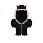 Darkinlove Women's Lolita Front Zip Short Sleeved Crop Top with Cat Hood