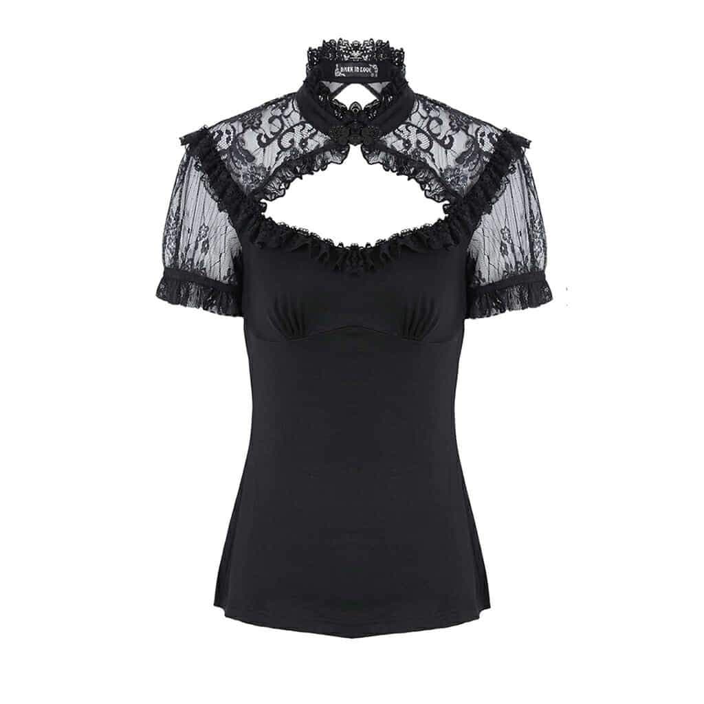 Darkinlove Women's Peekaboo Short Goth Top