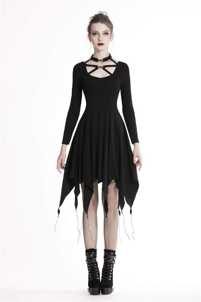 Darkinlove Women's Punk Alternative Rock Dresses With Tasseled Hem