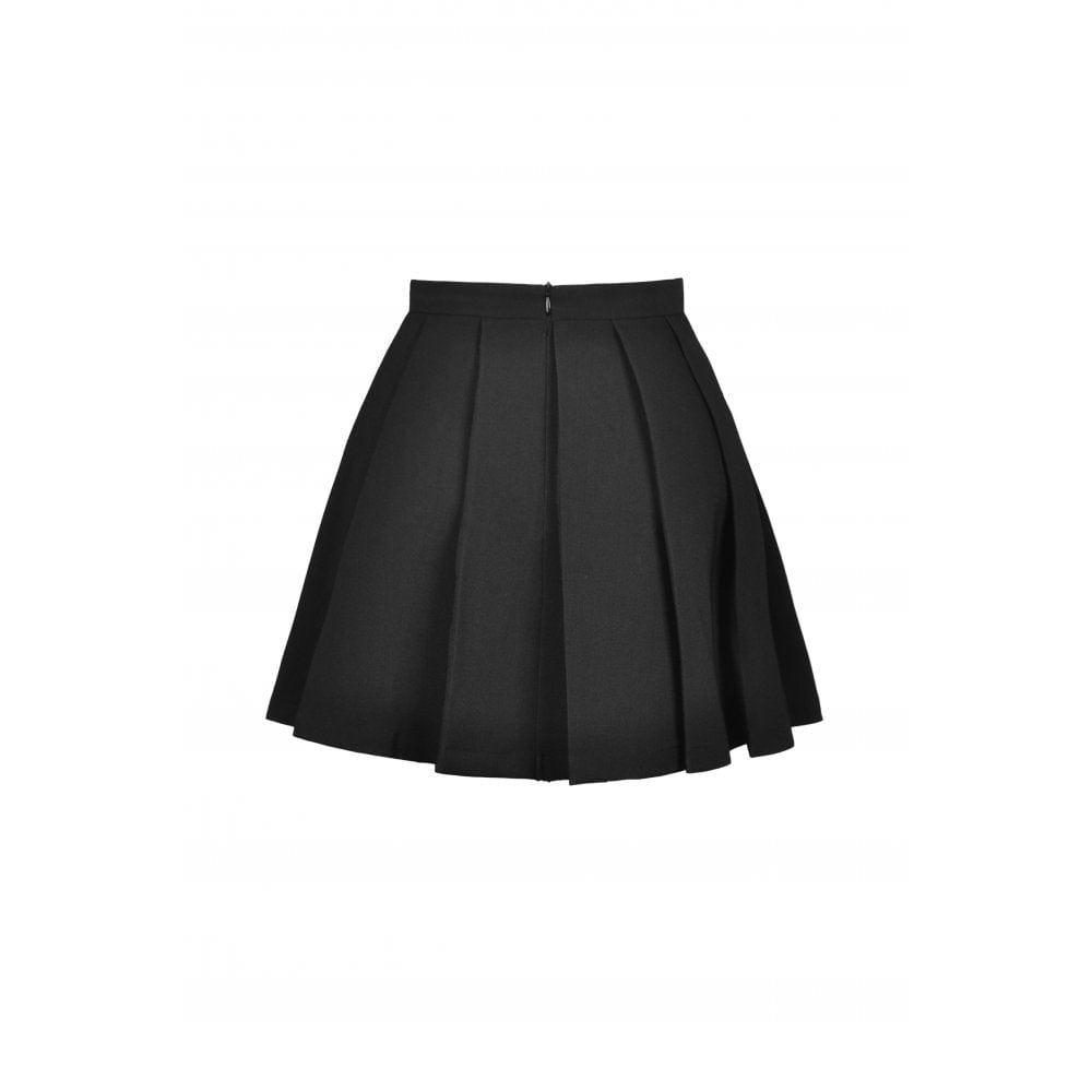 Darkinlove Women's Punk Double Buckles Pleated Skirt