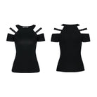 Darkinlove Women's Punk Halterneck Cutout Shoulder Tee With Straps