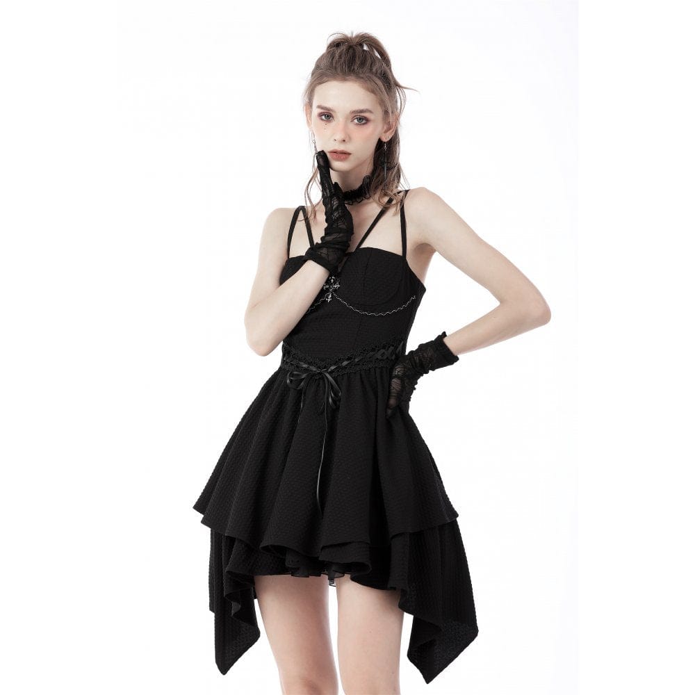 Darkinlove Women's Punk Irregular Hem Slip Dress