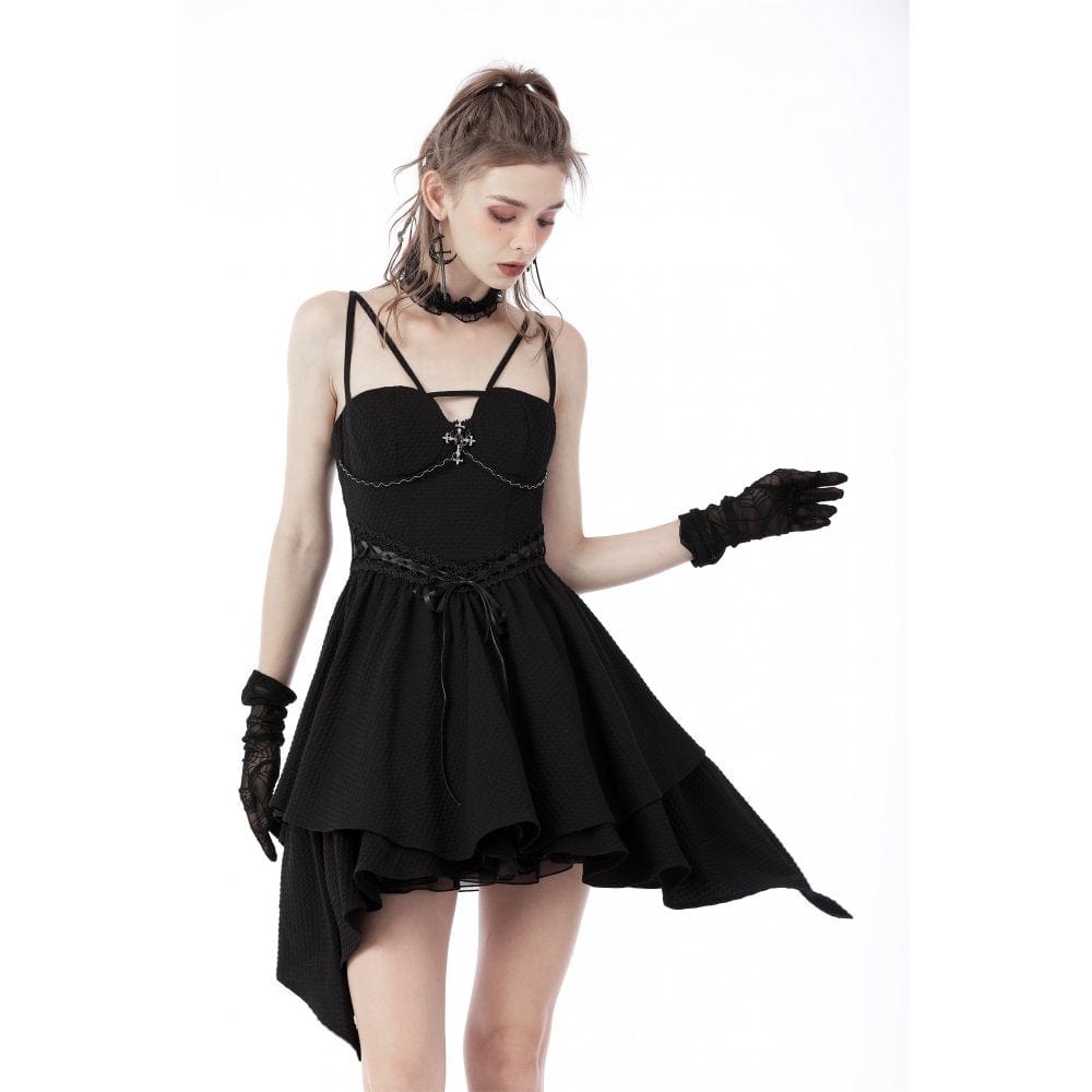 Darkinlove Women's Punk Irregular Hem Slip Dress