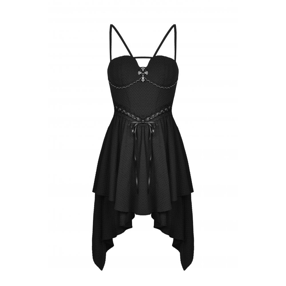 Darkinlove Women's Punk Irregular Hem Slip Dress