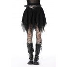 Darkinlove Women's Punk Irregular Mesh Splice Draped Skirt