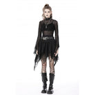 Darkinlove Women's Punk Irregular Mesh Splice Draped Skirt