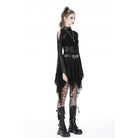 Darkinlove Women's Punk Irregular Mesh Splice Draped Skirt