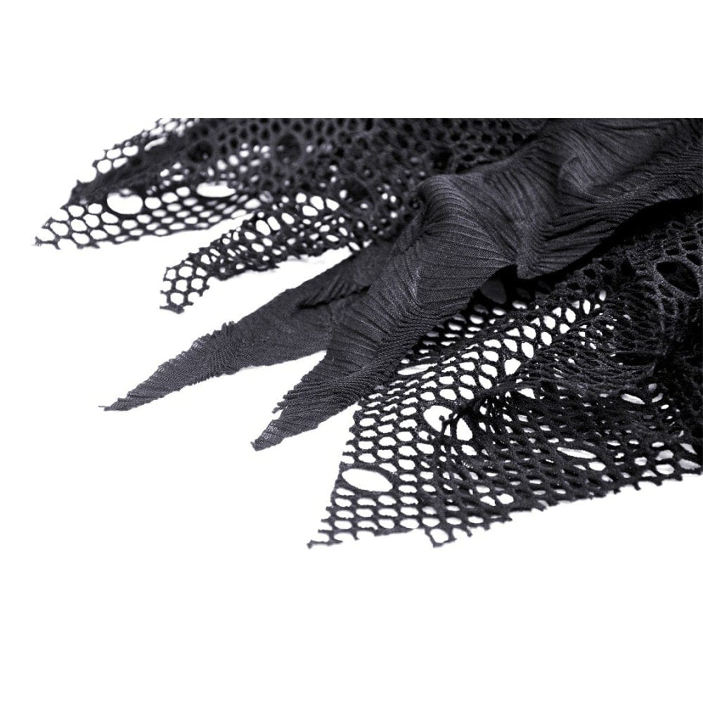 Darkinlove Women's Punk Irregular Mesh Splice Draped Skirt