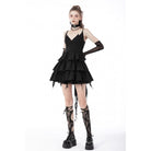 Darkinlove Women's Punk Little Devil Multilayer Slip Dress