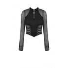 Darkinlove Women's Punk Mesh Splice Eyelets Crop Top