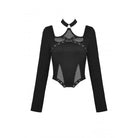 Darkinlove Women's Punk Mesh Splice Halterneck Crop Top