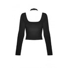 Darkinlove Women's Punk Mesh Splice Halterneck Crop Top