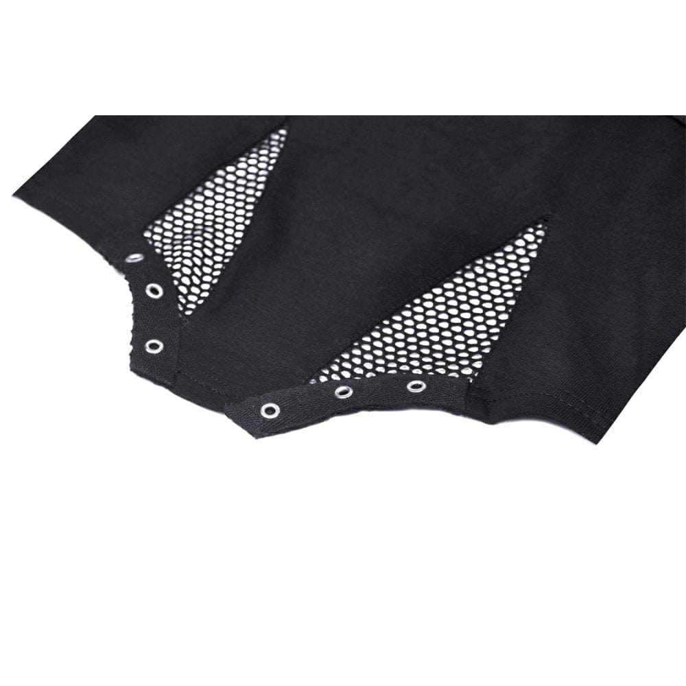 Darkinlove Women's Punk Mesh Splice Halterneck Crop Top