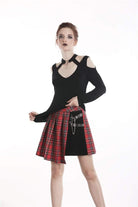 Darkinlove Women's Punk Off Shoulder Halterneck Long Sleeved T-shirts