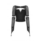 Darkinlove Women's Punk Plunging Mesh Splice Shirt with Oversleeves